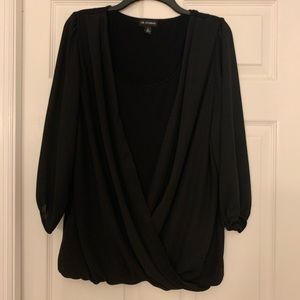 IN Studio XL black dressy shirt- sheer sleeves